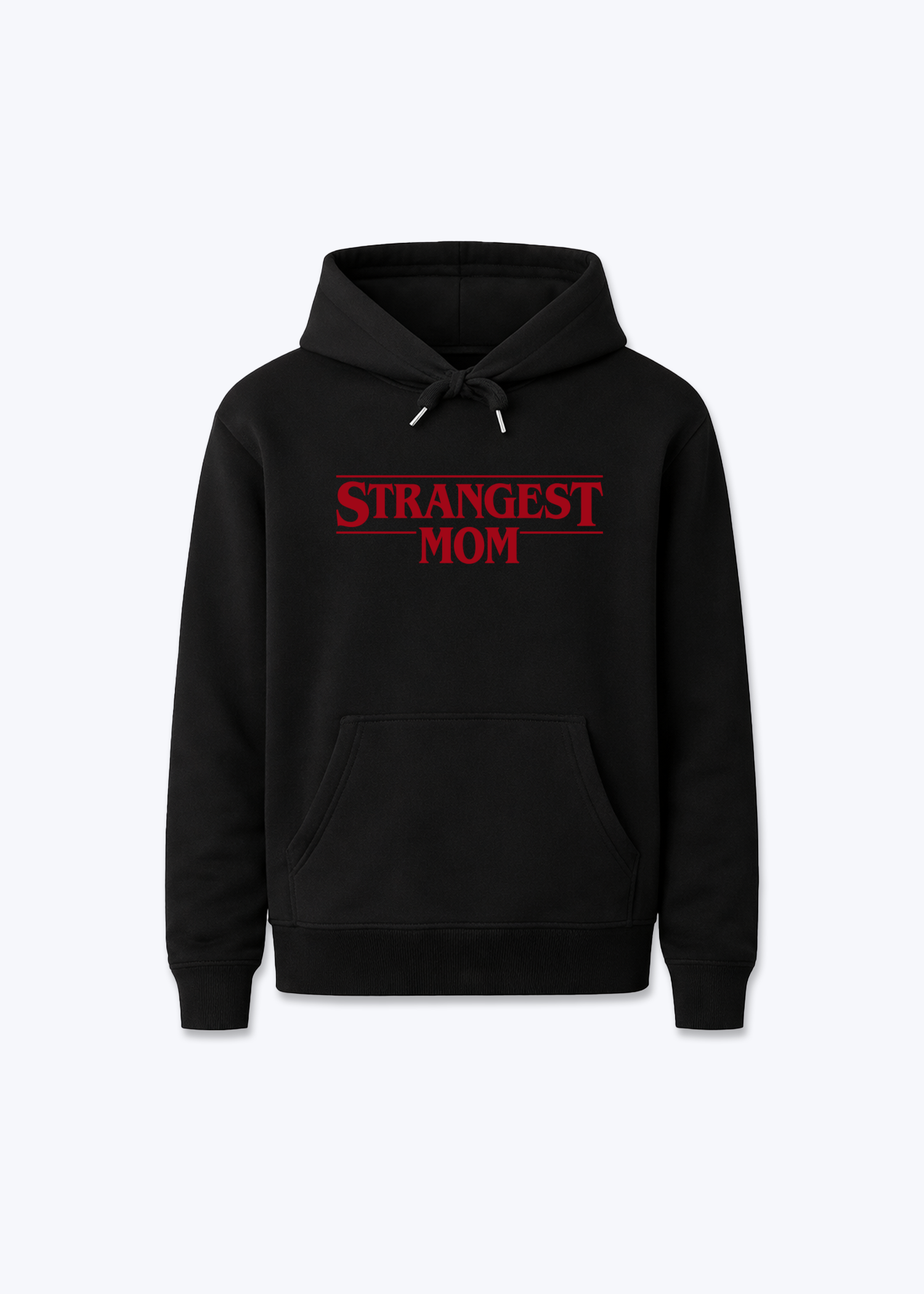 Strangest Mom Regular Hoodie - Black Front (Designed)