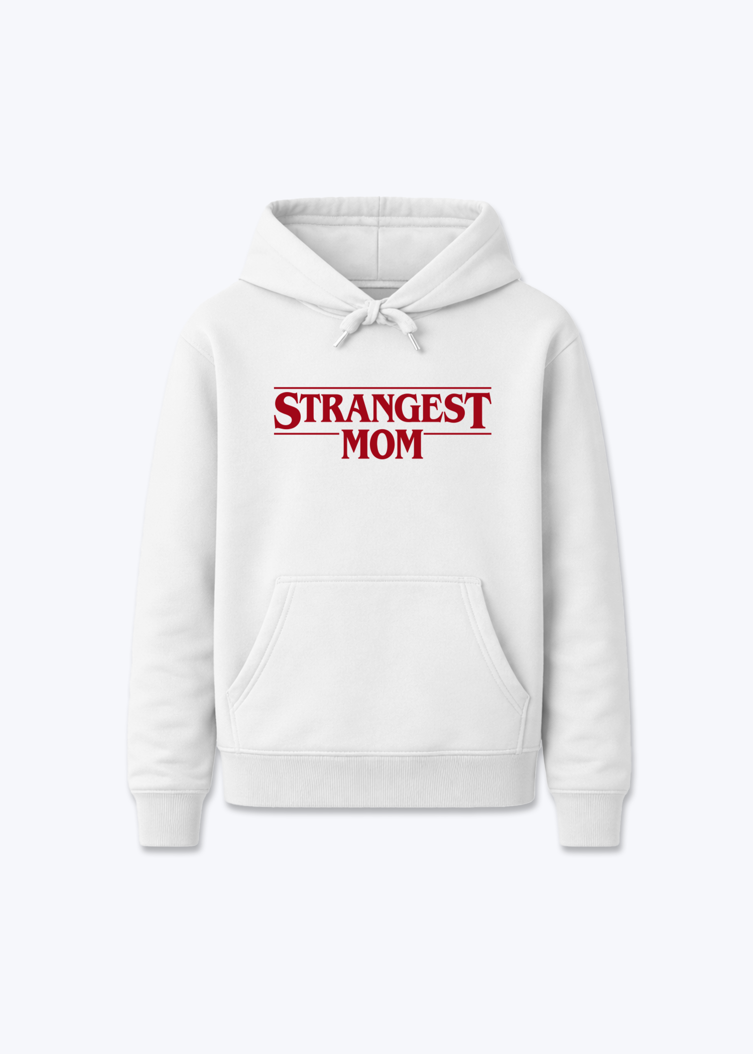 Strangest Mom Regular Hoodie - White Front (Designed)