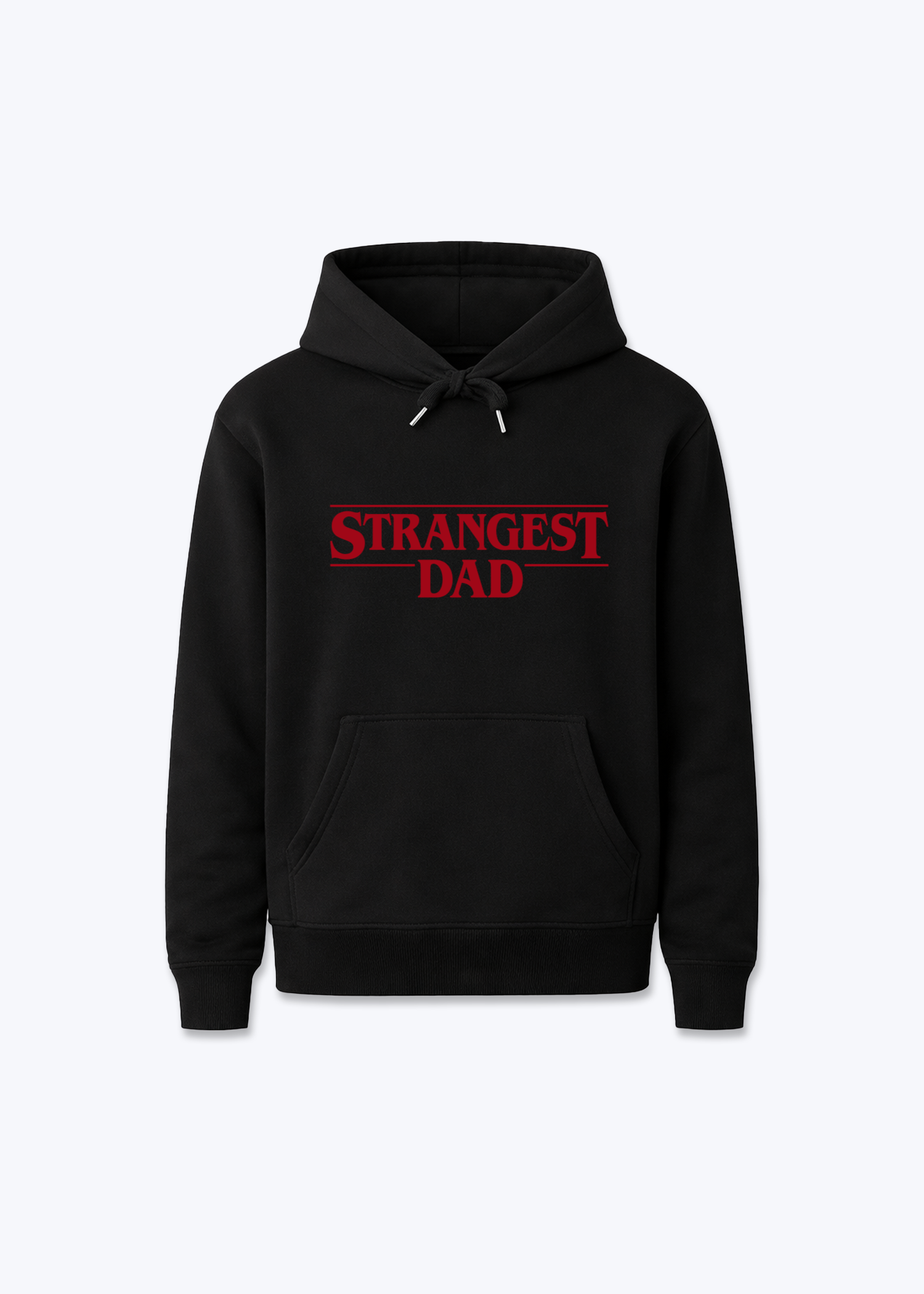 Strangest Dad Regular Hoodie - Black Front (Designed)