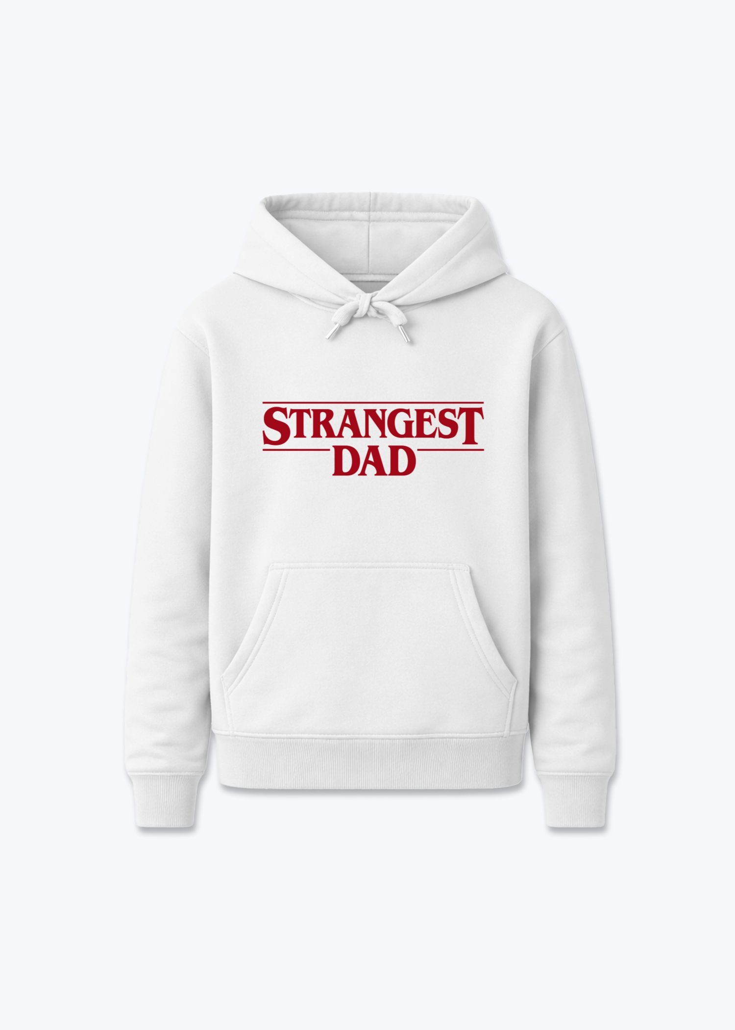 Strangest Dad Regular Hoodie - White Front (Designed)