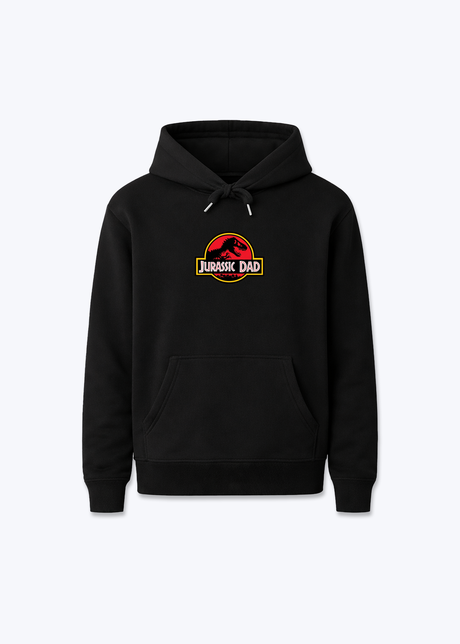 Jurassic Dad Regular Hoodie - Black Front (Designed)