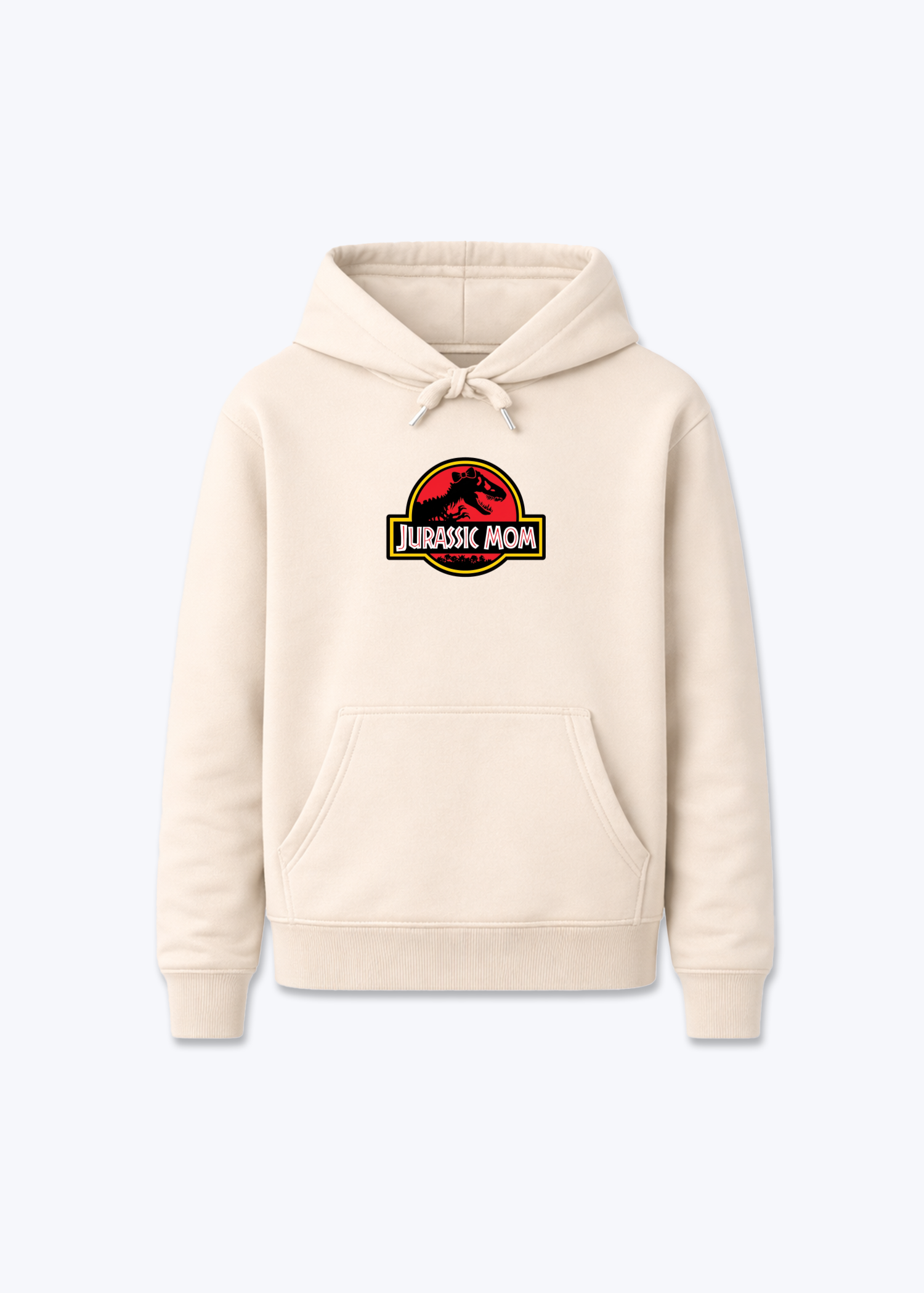 Jurassic Mom Regular Hoodie - Beige Front (Designed)