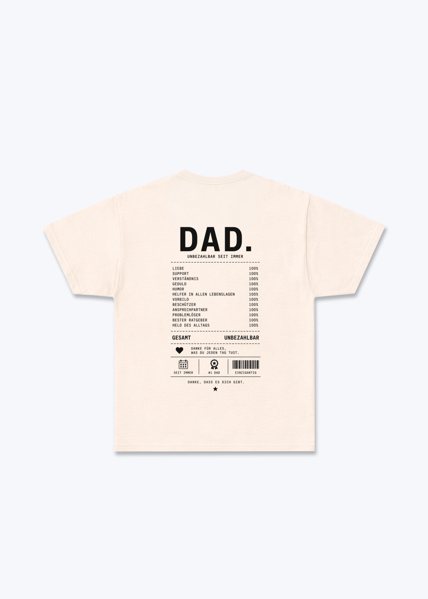 Dad 100% Regular Shirt - Beige Back (Designed)