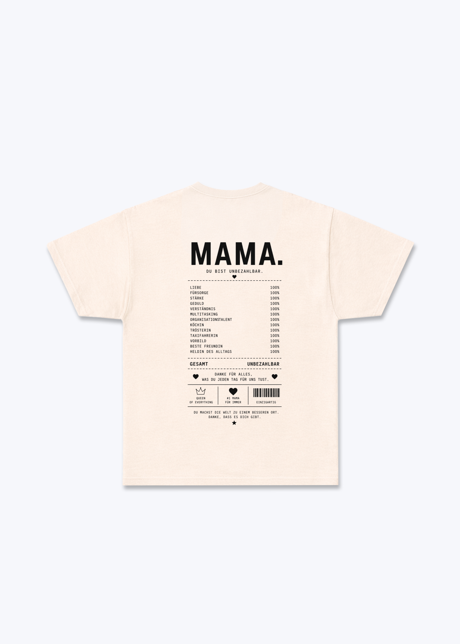 Mom 100% Regular Shirt - Beige Back (Designed)